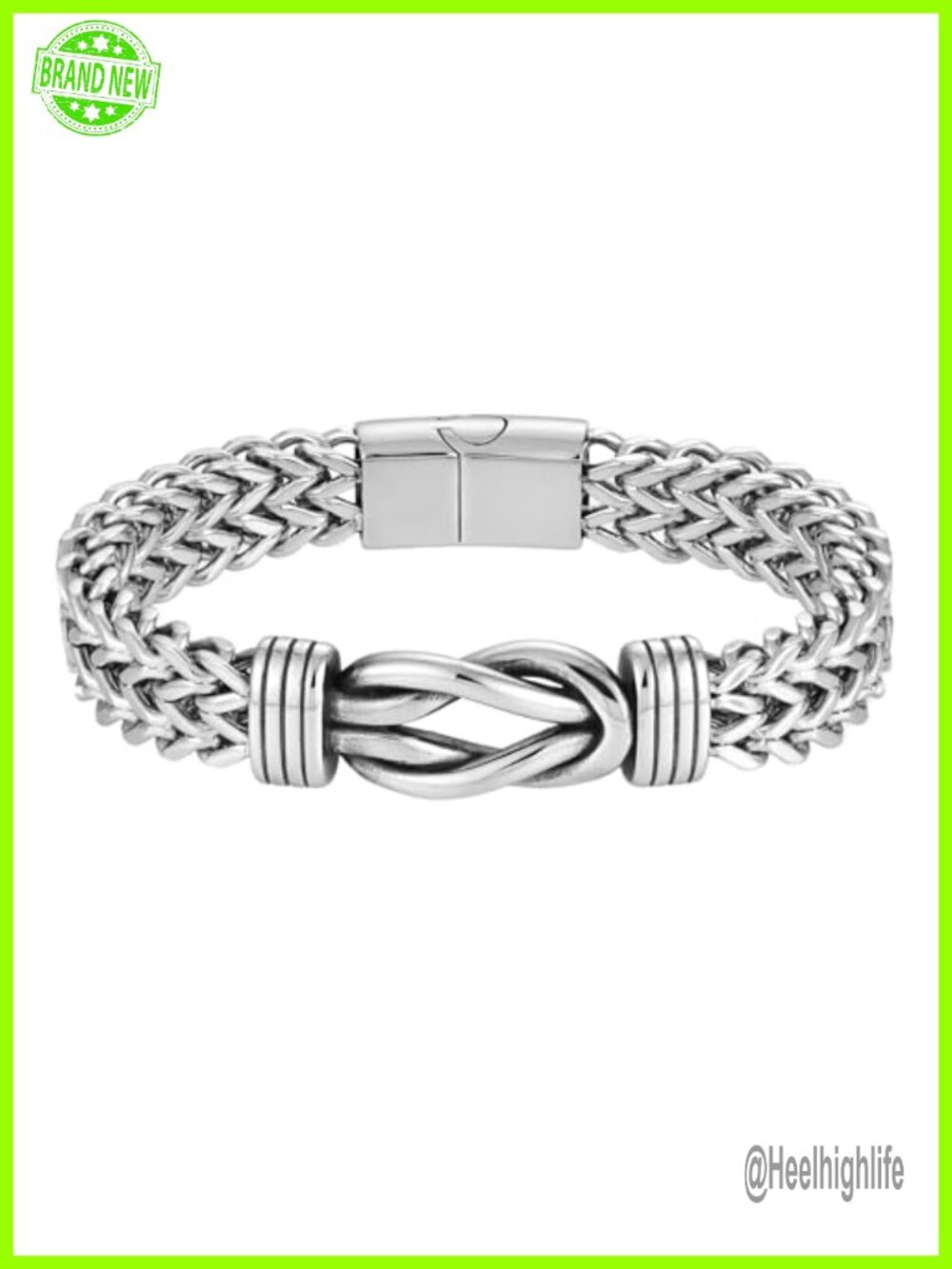 316L Stainless Steel 18K White Gold Plated Infinity Knot Bracelet Men's Chain